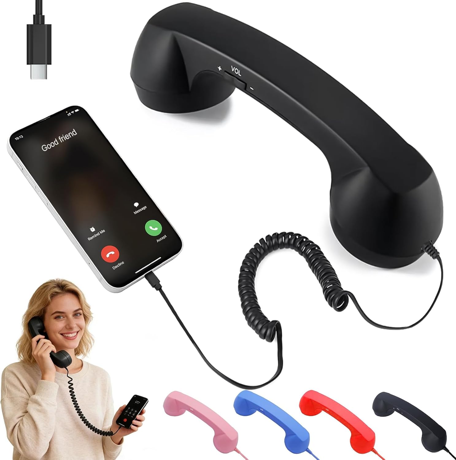 Retro Handset Phone - Combiné téléphonique rétro pour téléphones mobiles,