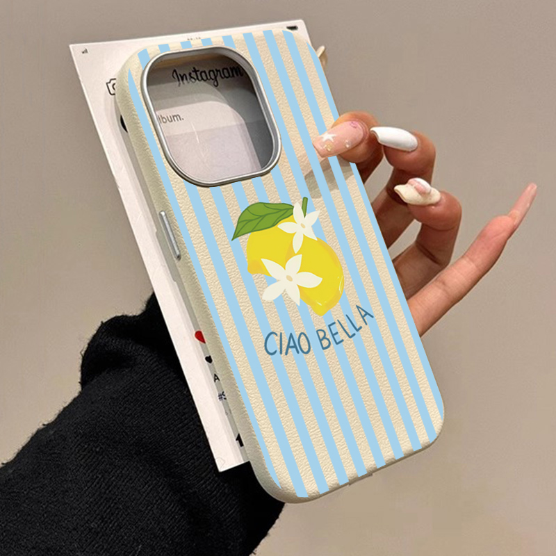 Samsung Accessories Phone - Conception rétro rayée citron adapté pour