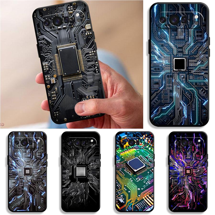 Google Pixel 8A - Coque de téléphone rétro motif circuit