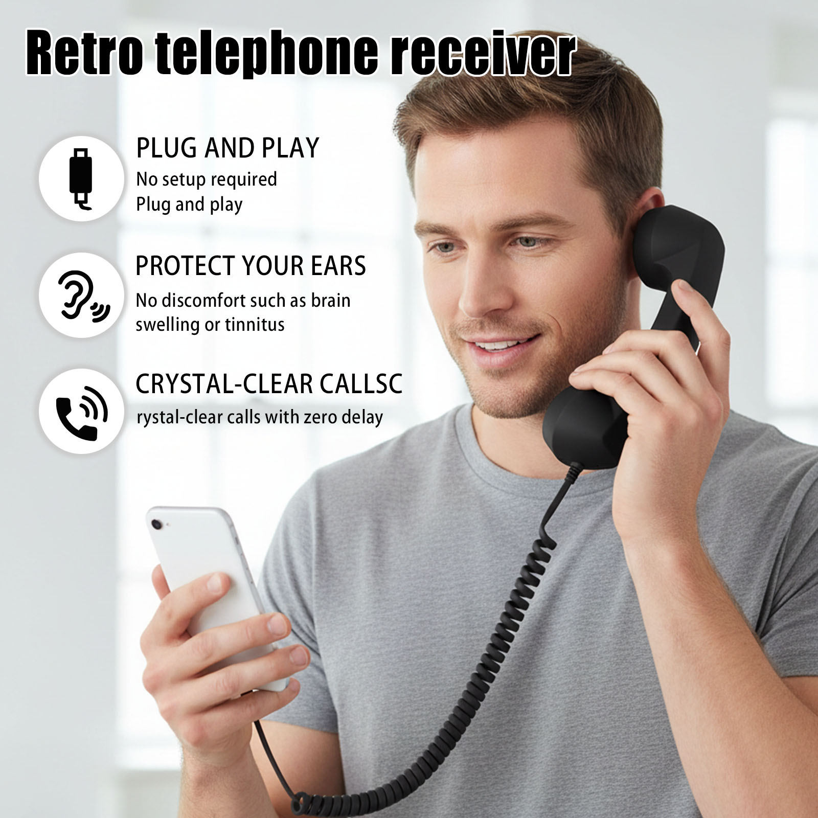 Combiné téléphonique rétro uni - Retro Handset Phone avis et prix